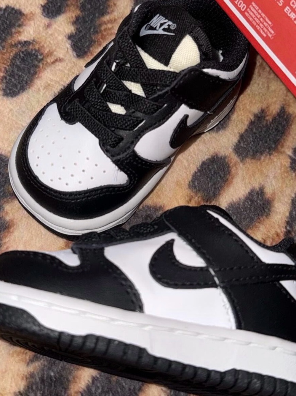 Nike Kids Black and White Low-Top Sneakers with Velcro Strap